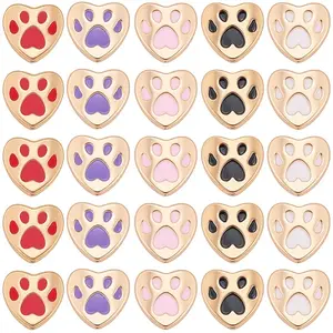 50Pcs 5 Colors Alloy Enamel Beads
