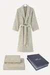 Unisex župan MICRO COTTON + ručník + osuška + dárkový box Béžová M