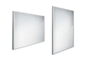 Nimco Zrcadla - Zrcadlo s LED osvětlením, 90x70 cm, hranaté, aluminium ZP 13019