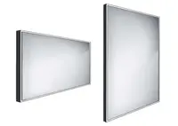Nimco Zrcadla - Zrcadlo s LED osvětlením, 120x70 cm, hliník/černá ZPC 13006-90
