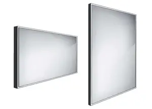 Nimco Zrcadla - Zrcadlo s LED osvětlením, 120x70 cm, hliník/černá ZPC 13006-90