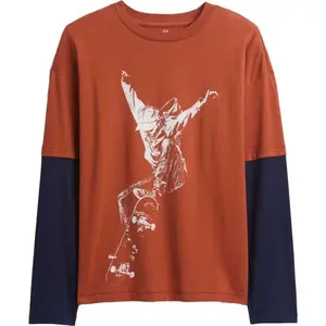 GAP V-LS ELV GRAPHIC TEE Dětské tričko, hnědá, velikost