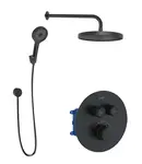 kielle Oudee - Sprchový set s termostatickou baterií pod omítku, pro 2 spotřebiče, s příslušenstvím a tělesem, matná černá 20602SPT24