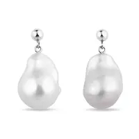 Náušnice z bieleho zlata s barokovou perlou KLENOTA