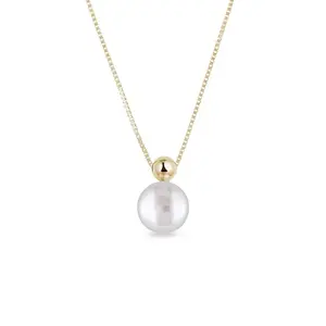 Náhrdelník s perlou ve žlutém zlatě KLENOTA