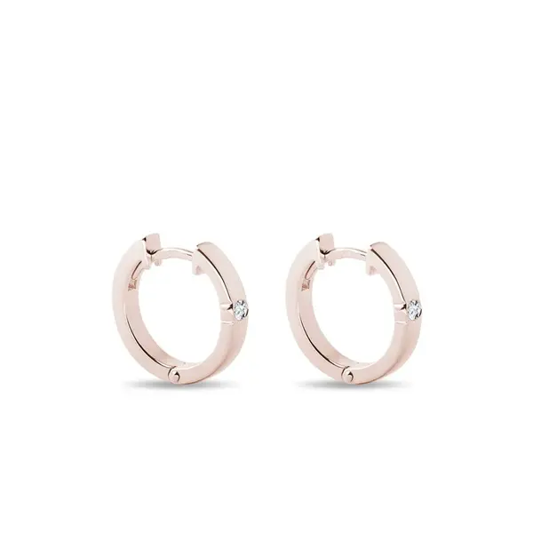 Zlaté kruhové náušnice s diamantem KLENOTA