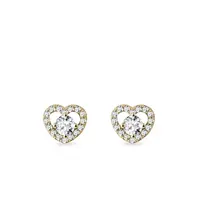 Diamantové náušnice srdce zo žltého zlata KLENOTA