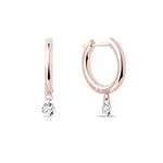 Náušnice kruhy z ružového zlata s lab grown diamantom KLENOTA