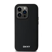 Zadní kryt DKNY PU Leather Silver Metal Logo Magsafe pro Apple iPhone 14 Pro Max, černá