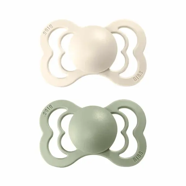 BIBS Supreme symetrické cumlíky z prírodného kaučuku 2ks - veľkosť 2 - Ivory / Sage
