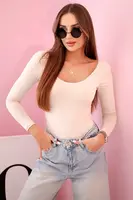 Kesi Włoski Dámská halenka s dlouhým rukávem a hlubokým výstřihem béžový