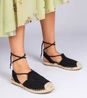 Gemre Black flat heel espadrille sandals Relis