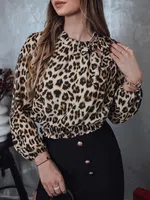 Bluzka damska oversize SAVANATOP w panterkę Dstreet