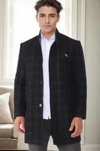 PLT9367 DEWBERRY MEN'S COAT-PATTERNED NAVY BLUE