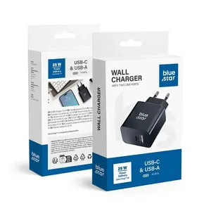 BlueStar adaptér USB-C + USB, 25W, černá