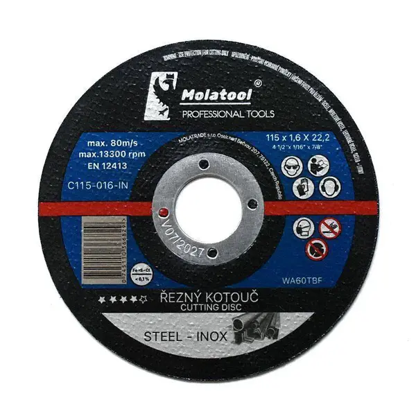 Kotouč řezný 115 x 1,6 x 22.2 mm, Molatool Profi