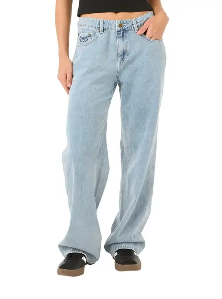 Rip curl dámské kalhoty Aggie Relaxed Jeans Vintage Blue | Modrá | Velikost 28 | 100% bavlna