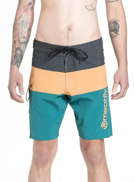 Meatfly pánské plavky Mitch Boardshorts 21" Snake Green / Camel | Zelená | Velikost XXL