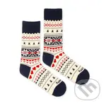 Ponožky Vianočná výšivka biele L (Veľkosť L (43 - 46))