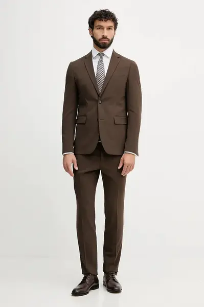 Oblek Lindbergh pánský, hnědá barva, 30.61040