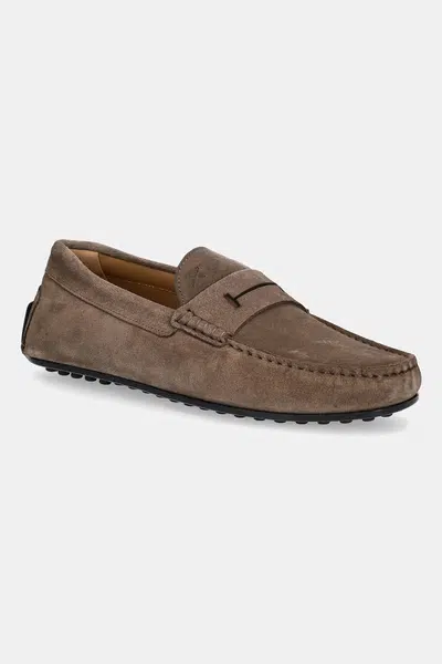 Semišové mokasíny Hackett London DRIVER LOAFER pánské, hnědá barva, HMS21485