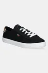 Tenisky Tommy Hilfiger VULC CANVAS LACE UP SNEAKER černá barva, FW0FW08647
