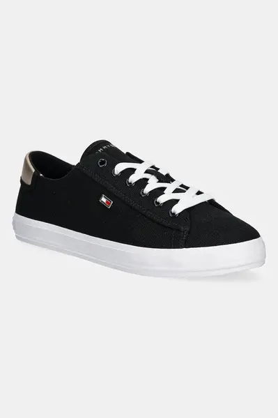 Tenisky Tommy Hilfiger VULC CANVAS LACE UP SNEAKER černá barva, FW0FW08647