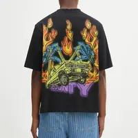 Bavlněné tričko Marcelo Burlon County Flame Boxy T-Shirt Black Red