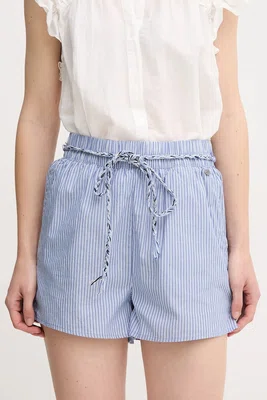Bavlněné šortky Pepe Jeans DONOVAN dámské, modrá barva, vzorované, high waist, PL801162