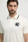 Polo tričko Karl Lagerfeld béžová barva, s aplikací, 552221.745015