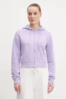Bavlněná mikina Guess PRIMULA dámská, fialová barva, s kapucí, s aplikací, V5GQ10 KCRP0