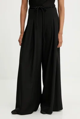 Kalhoty Answear.LAB dámské, černá barva, široké, high waist
