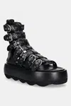 Kožené sandály AGL Gwendoline Straps dámské, černá barva, na platformě, D690005PHSOFTY0000