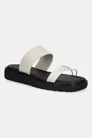Kožené pantofle Calvin Klein Jeans ROPE SANDAL SOFT LTH MG dámské, béžová barva, YW0YW01864