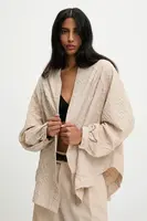 Přehoz se lnem Answear.LAB béžová barva, bez zapínání