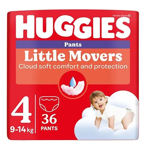 HUGGIES Dětské plenky Little Movers Pants 4 velikost 9-14 kg 36 kusů