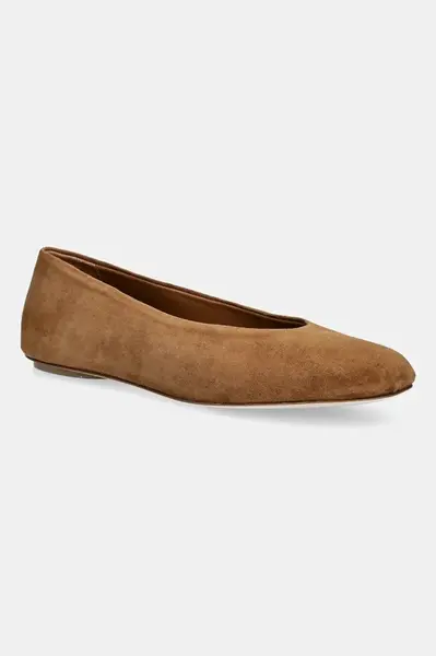 Semišové baleríny Weekend Max Mara Todisuede hnědá barva, 2525526074600