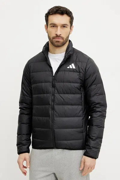 Péřová bunda adidas Essential černá barva, přechodná, JD1046