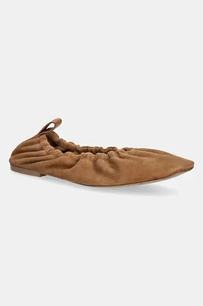 Semišové baleríny Pepe Jeans POPPY BASIC hnědá barva, PLS10430