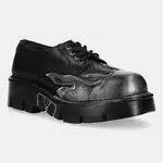 Kožené polobotky New Rock METALLIC černá barva, M-1553-C3