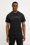 Bavlněné tričko Rossignol Prarion černá barva, s aplikací, RLNMY22
