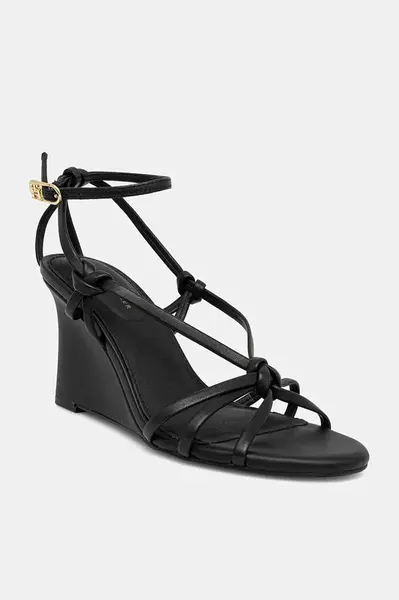 Kožené sandály Tommy Hilfiger LEATHER KNOTS WEDGE SANDAL