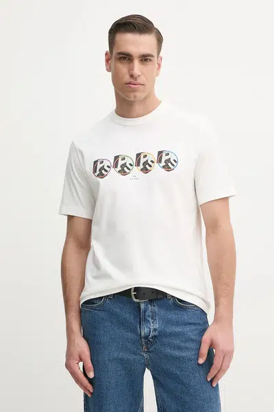 Bavlněné tričko PS Paul Smith bílá barva, s potiskem, M2R.220X.PP5120
