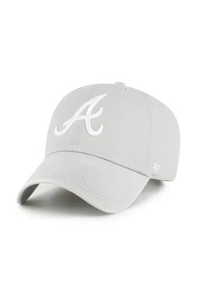 Bavlněná baseballová čepice 47 brand MLB Atlanta Braves šedá barva, B-RGW01GWS-GYD