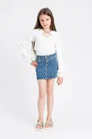 Dětská riflová sukně Twinset modrá barva, mini, 251GJ2511