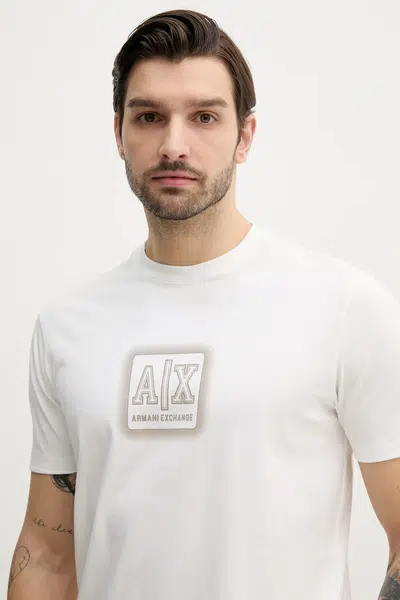Bavlněné tričko Armani Exchange béžová barva, s potiskem, XM000545 AF10361