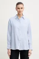 Lněná košile Pepe Jeans DREAM dámská, modrá barva, regular, s klasickým límcem, PL305033