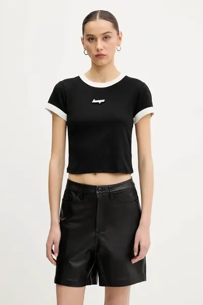 Bavlněné tričko Hugo Blue černá barva, 50537476