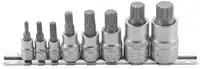 BGS technic Hlavice zástrčné XZN 1/4”, 3/8” a 1/2”, vel. M4-M16, sada 8 ks na liště - BGS 5105