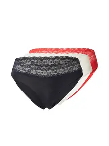 Tommy Hilfiger Underwear Nohavičky 'CHEEKY'  tmavomodrá / červená / biela
